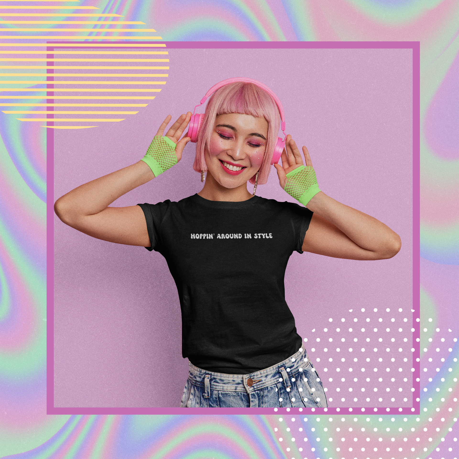 Hoppin’ in Style Graphic Tee – Cute Bunny T-Shirt for Rabbit Lovers